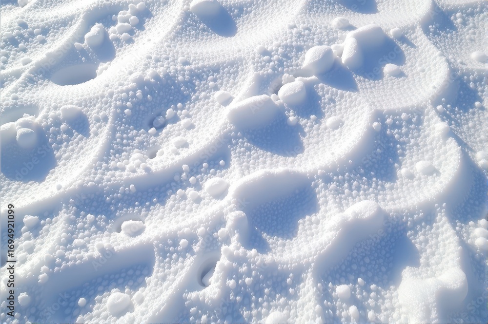 Obraz premium Freshly fallen snow texture, pristine white blanket, untouched winter landscape, soft and fluffy snow drifts, pattern, snow texture