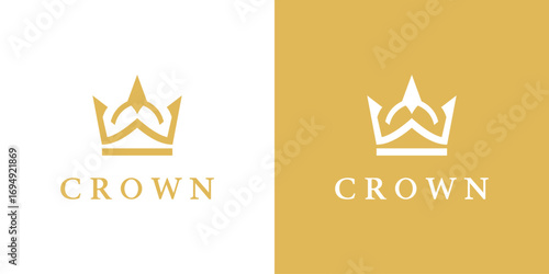 Elegant Crown Logo with Royal Symbol in Luxury Gold Vector Design