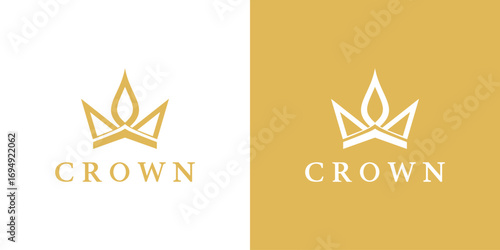 Elegant Crown Logo with Royal Symbol in Luxury Gold Vector Design