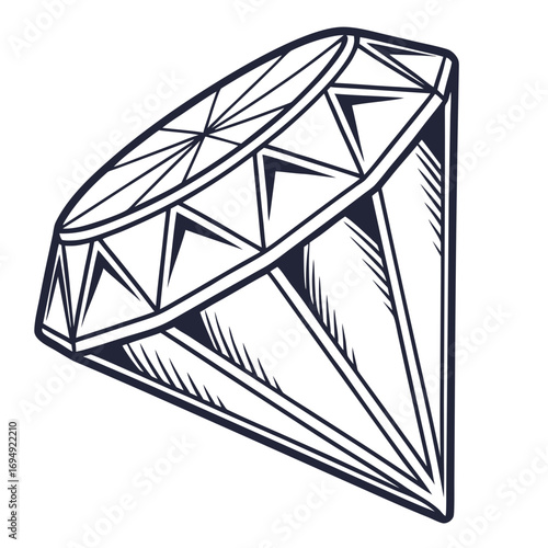 Illustration of a diamond with facets, a precious and valuable gemstone