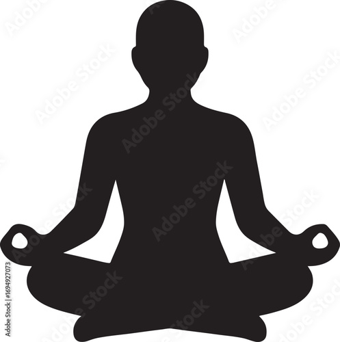Meditation pose silhouette vector, calm and mindfulness icon, EPS vector for yoga and wellness