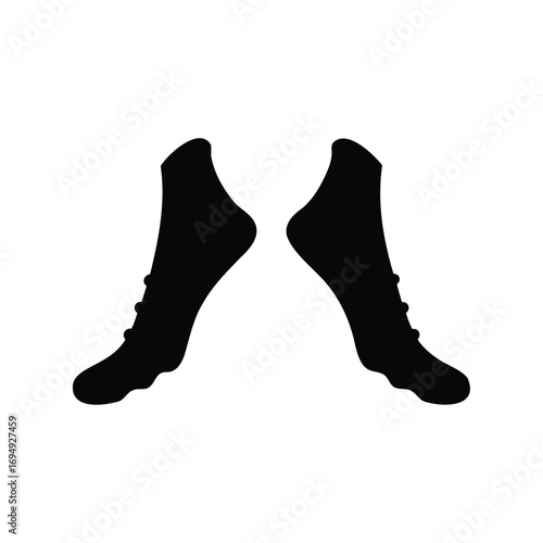 Symmetrical Black Feet with Shoes Graphic on White Background in Silhouette