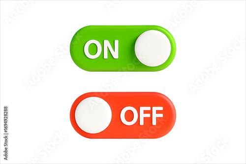 On & Off Button,
Clean 3D OnOff Toggle Switch Graphic for Web Interfaces