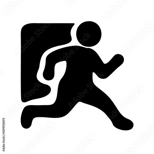 Icon graphic of a person running fast, indicating rapid delivery service