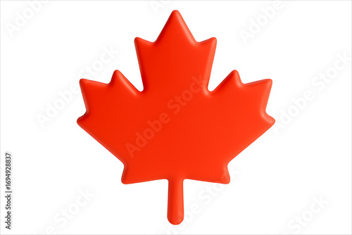 canadian Flag,
Stylized 3D Red Maple Leaf Icon on White Background