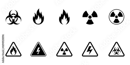 Collection of universal hazard and warning symbols. set of warning signs