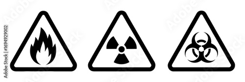 Hazard symbols flammable radioactive biological danger signs