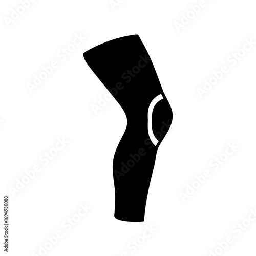Knee support sleeve icon in solid black offering joint stability