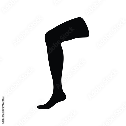 Isolated black vector illustration of a leg from thigh to foot