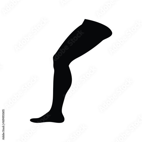 Black and white silhouette of a human leg with foot shape