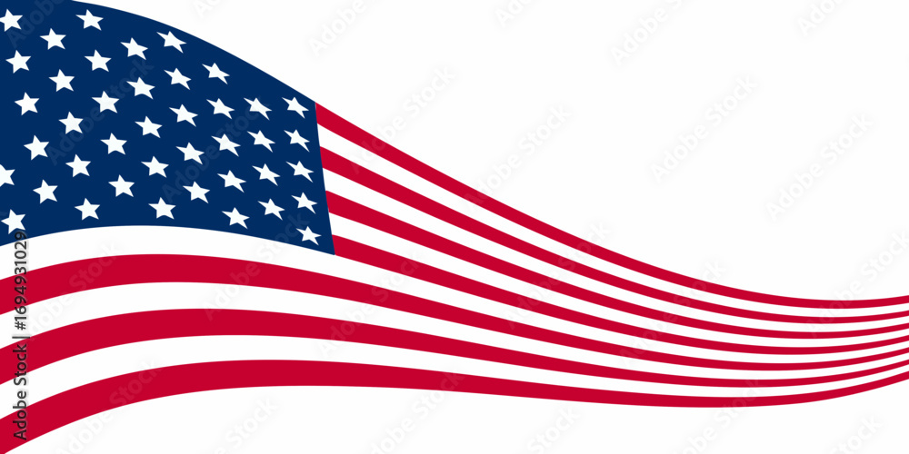 Obraz premium Waving american flag with stars and stripes on a white background