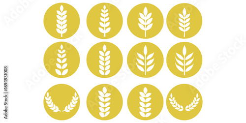 illustration, silhouette, plant, cereal, food, rice, barley, bakery, oat, bread, graphic, grain, wheat, vector, logo, farm, flour, isolated, icon, seed, symbol, healthWheat vector icons. Design eps 10