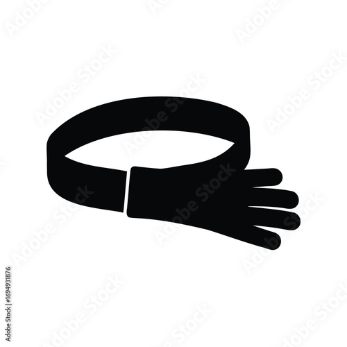 Stylized graphic of a winter scarf in simple black and white