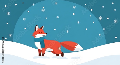 Winter Fox Snowy Landscape.