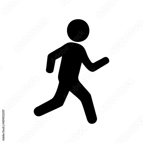 Silhouette of a person running or walking at a brisk pace