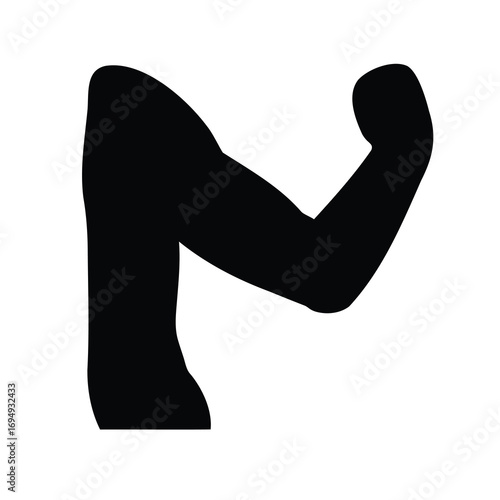 Black and white image shows a strong arm flexing its muscle