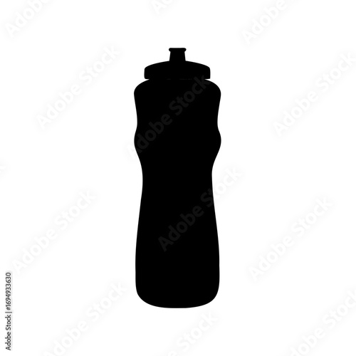 Silhouette of a reusable plastic water bottle against a white background