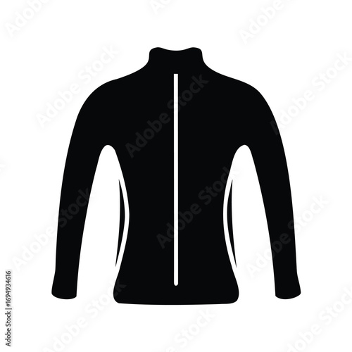 Back view of long sleeved shirt with a zipper in black silhouette