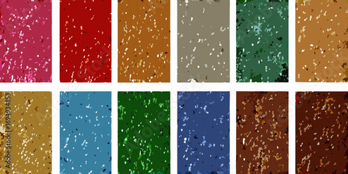 Collection of twelve abstract textured backgrounds in various earthy and jewel tone colors