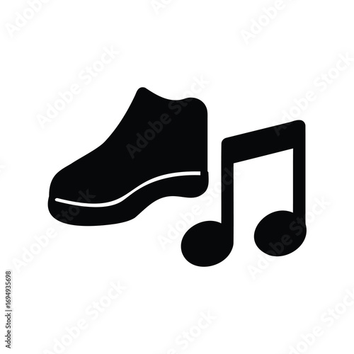 Silhouette of a shoe and musical note evoking dance and rhythm