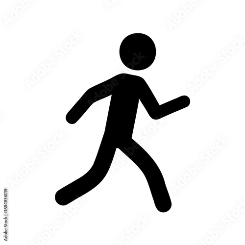 Simple Black Silhouette of a Running Person on a Clean White Background