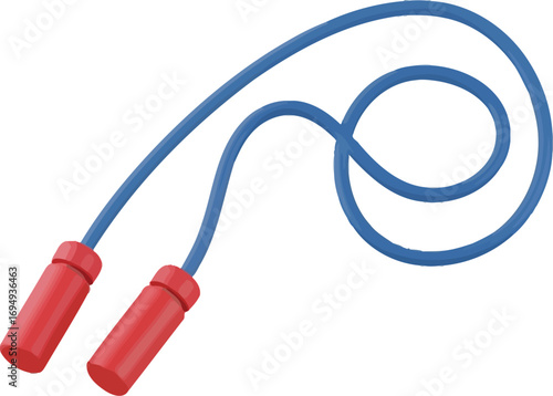 jump rope, blue, red, sport, exercise, fitness, minimalist, vector, simple shapes
