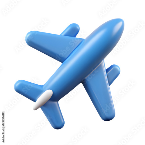 3D Render: Sleek Blue Airplane Icon - Perfect for Travel, Aviation, and App Design