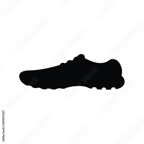 Sleek black running shoe silhouette on a clean white background illustration