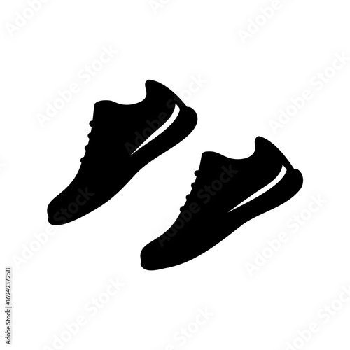 Two athletic style shoes illustrated in black silhouettes against a white background