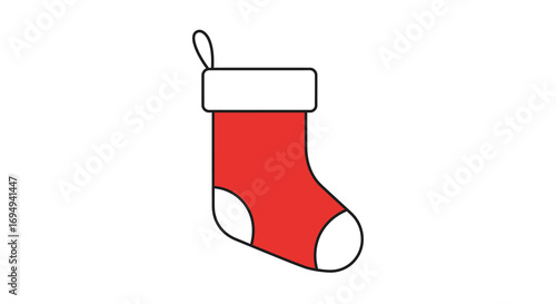 Simple christmas sock icon on white background for holiday designs