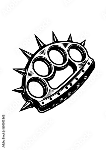 Spiked Brass Knuckles Illustration – Edgy Weapon Silhouette