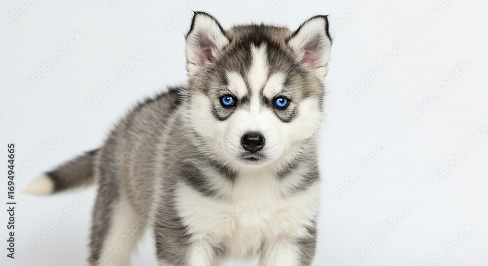 Fototapeta premium 愛らしいハスキーの子犬 澄んだ瞳 柔らかな光
