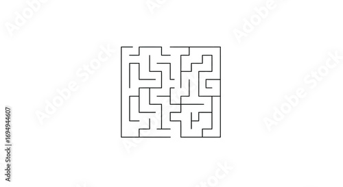 Minimalist abstract maze design on white background