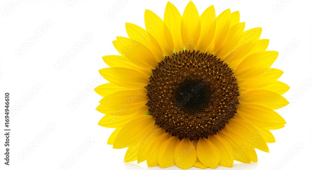 Fototapeta premium 輝く向日葵 鮮やか黄色 背景白くシンプル