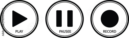 Three audio control buttons: play, pause, and record.