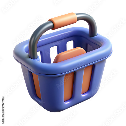 3D Render of a Purple Shopping Basket: Perfect for E-commerce and Retail Websites