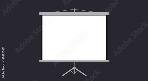 Blank presentation screen on tripod stand for office presentations and meetings