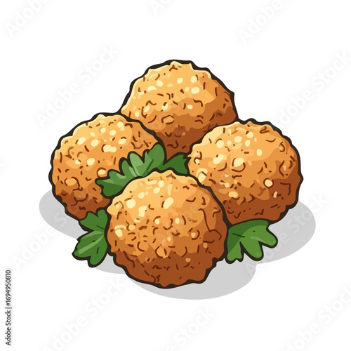 Falafel, flat 2D isometric cartoon vector image isolated on white background.