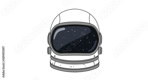 Minimalist astronaut helmet with starry reflection