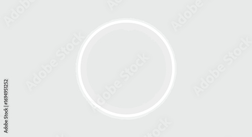 Minimalist white neon circle on soft gray background for modern designs