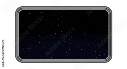 Spacecraft window view of starry night sky