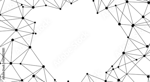 Geometric network frame with connected nodes and lines on white background