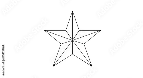 Geometric outline star with five points on white background