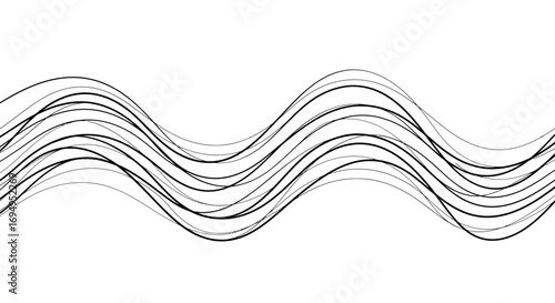Abstract black wave pattern on white background in linear design