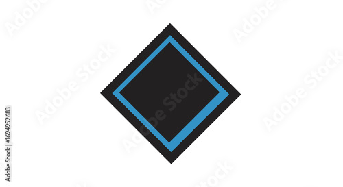 Geometric diamond shape with blue and black color scheme