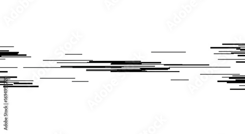 Minimalist black and white glitch lines on white background
