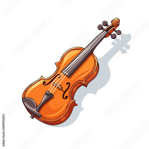 Violin, 2D isometric flat cartoon vector illustration isolated on white background.