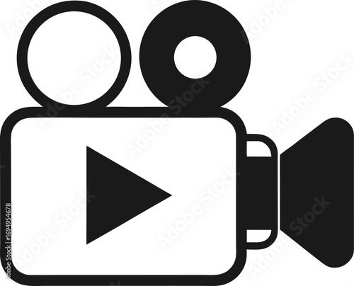 flat vector icon of media player screen with play button and progress bar