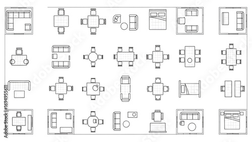 CAD Furniture Blocks | Mobiliario Plan View Vector for Architecture and Interior Design