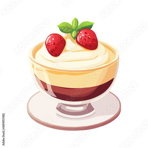 Pudding, 2D isometric flat cartoon vector illustration isolated on white background.